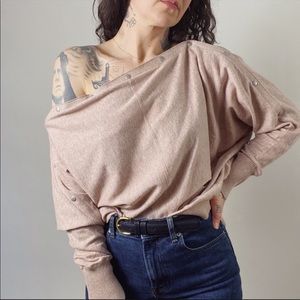 ALLSAINTS Elle Jumper Snap Boatneck Blush Medium